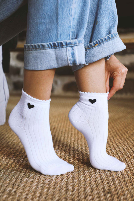 Chaussettes en coton coeur dentelle