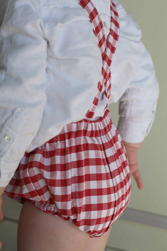 bloomer en coton vichy rouge avec bretelles amovibles