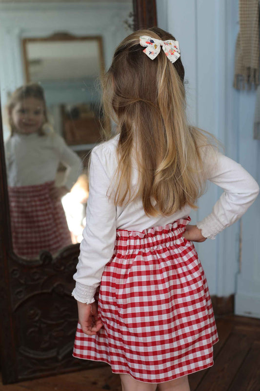 Jupe cérémonie en coton vichy rouge