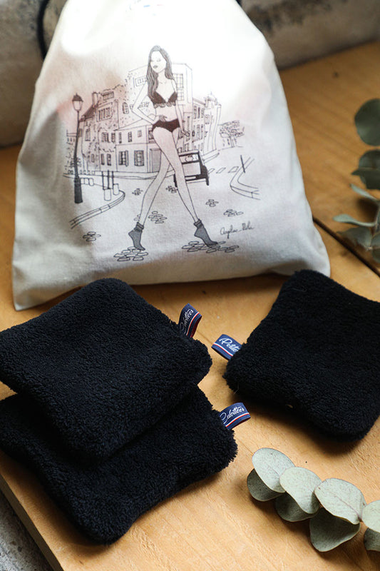 NOIR INTENSE - Trio de lingettes lavables