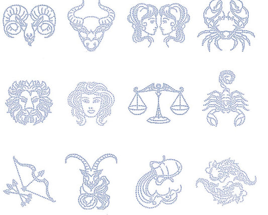 signes astrologiques brodés