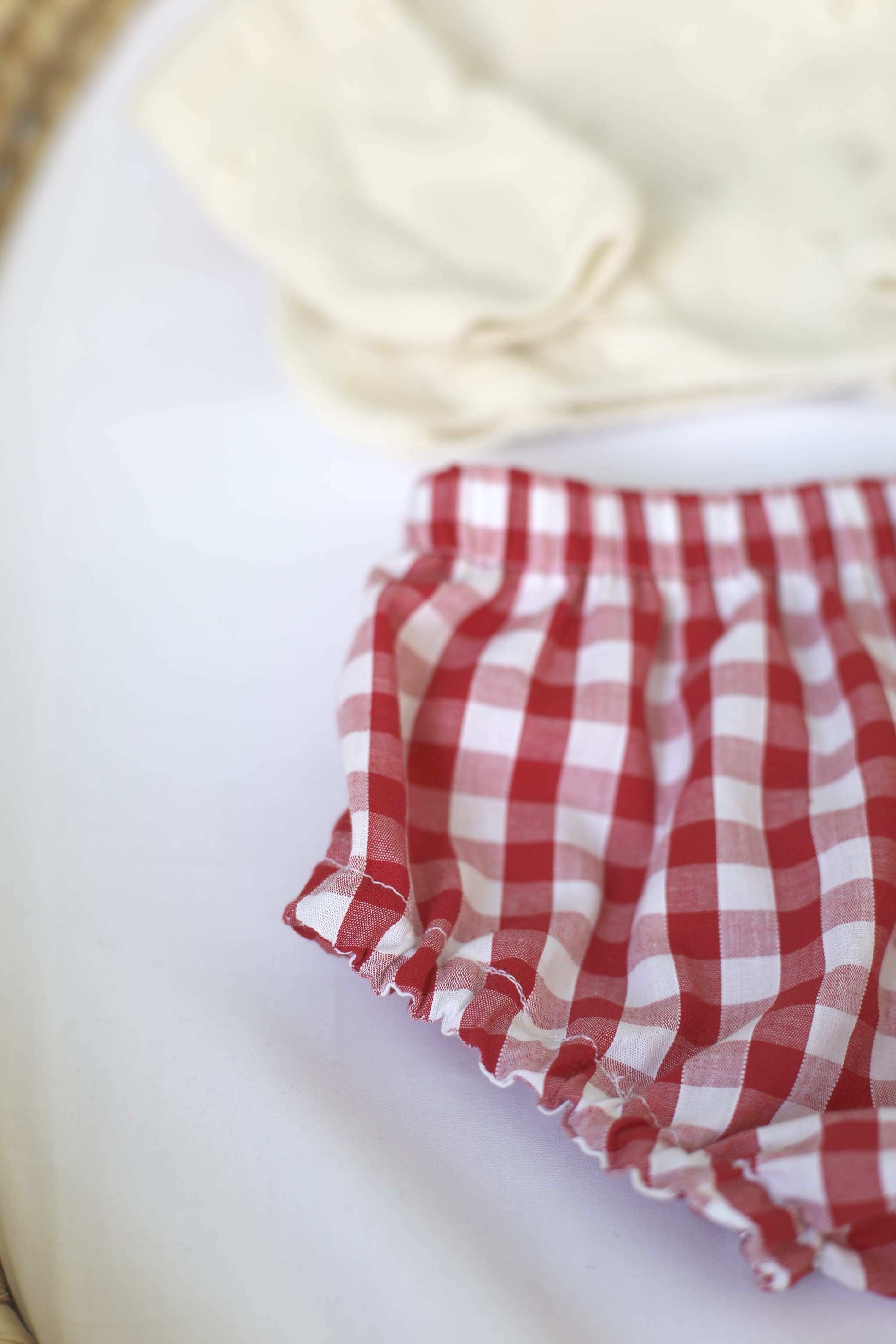 Bloomer vintage bébé vichy rouge taille élastique Shonnead
