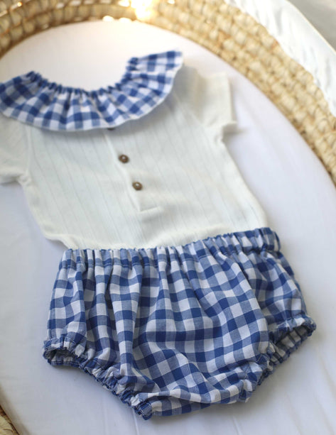 bloomer à carreaux bleu marine