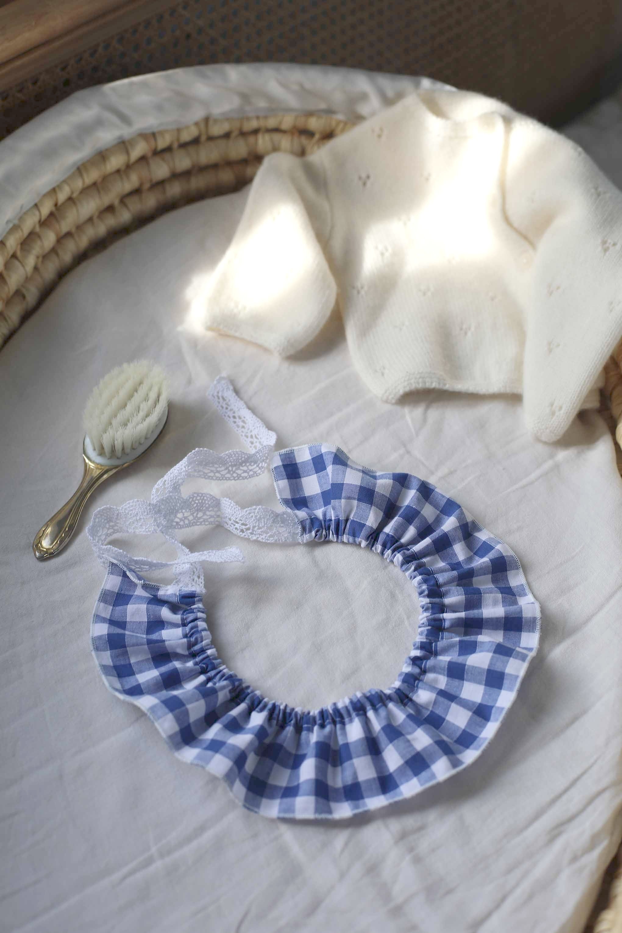 Col bébé vichy en coton et dentelle — Petit Shonnead