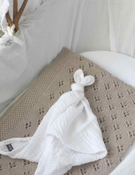 Doudou bébé lapin personnalisable tissu gaze de coton Shonnead