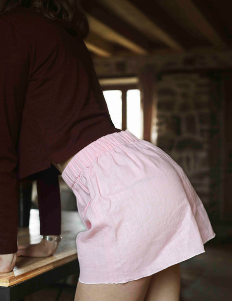 short en lin rose