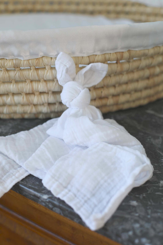 Doudou lapin prénom brodé coton léger cadeau naissance